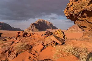 Wadi: Landscape with rocks in the desert Wadi Rum, Jordan