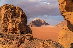 Wadi: Landscape with rocks in the desert Wadi Rum, Jordan