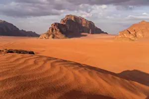Wadi: Landscape with rocks in the desert Wadi Rum, Jordan