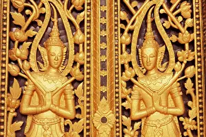 Haseltine: Laos, Luang Prabang. Golden relief carvings