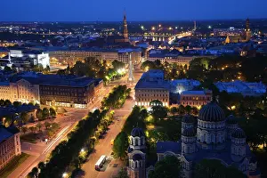 Vecriga: Latvia, Riga, elevated view of Old Riga