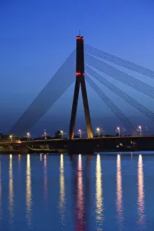 Suspension: Latvia, Riga, Vansu Bridge, Daugava River
