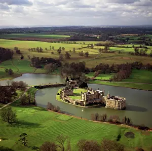 Kent: Leeds Castle and its moat, a medieval castle, southeast