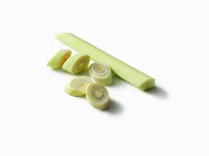 Leek: Leek, Allium ampeloprasum, peeld and chopped into slices aga