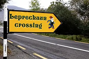 Board: Leprechaun crossing, sign, Killarney National Park