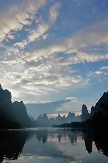 Guilin: Li River and karst peaks at sunrise, Guilin