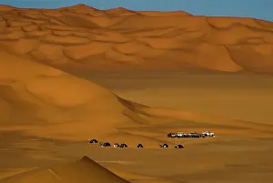 Libya: Libya, Fezzan, tourist camp among the dunes