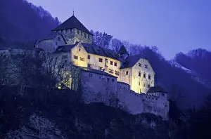 Turret: Liechtenstein, Vaduz. Vaduz Castle in evening