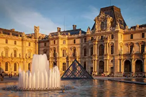 Pyramid: Last light of sunset on the courtyard of