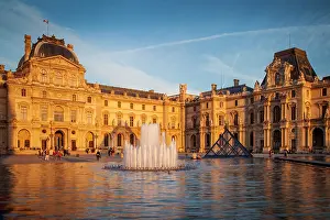 Pyramid: Last light of sunset on the courtyard of