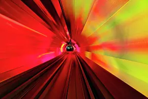 Subway: Lighted subway tunnel, Shanghai, China