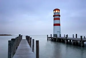 Jetties: Lighthouse at Podersdorf am See, Lake Neusiedl