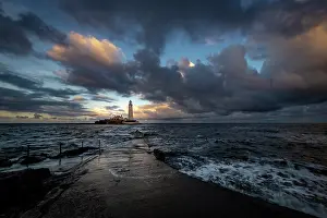 Flood: Lighthouse, St. Mary's Lighthouse with washed over
