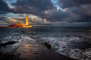 Flood: Lighthouse, St. Mary's Lighthouse with washed over