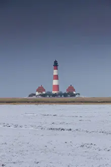 Westerheversand: Lighthouse Westerhever in snow