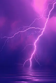 Composite: Lightning bolts over water. (digital composite)