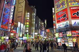 Signs: Lights and illuminated signs of Kabukicho in Shinjuku, Tokyo