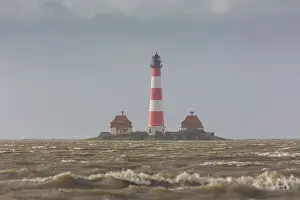 Eiderstedt: Ligthouse Westerhever at high tide - Waddsea national