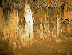 Flowstone: Limestone Columns and Stalagmite