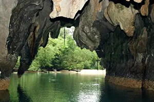 Exit: Limestone formations on the exit from the cave