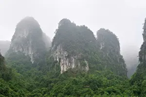 Outcrops: Limestone Karst Mountains - habitat of White-headed