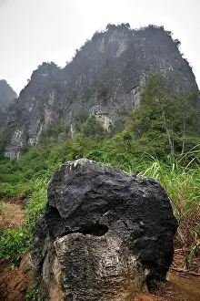Outcrops: Limestone Karst Mountains - habitat of White-headed