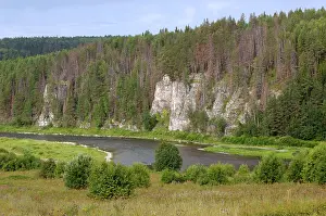 Ural: Limestone rocks along river Chusovaya - the symbol
