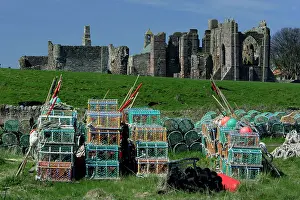 Commerical: Lindisfarne, Holy Island - Lobster pots in front