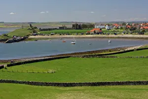 Lindisfarne: Lindisfarne, Holy Island - view of harbour, village