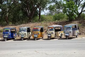 Taxi: Line of Tuk-Tuk three wheeled motorised rickshaw