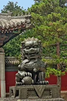 Forbidden: Lion statue, Forbidden City, Beijing, China