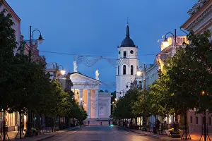 Lithuania: Lithuania, Vilnius, Vilnius Cathedral, evening