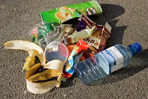 Packaging: Litter - discarded picnic rubbish and plastic packaging