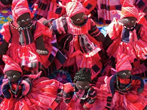 Windhoek: Little dolls displayed for sale at a stall in the