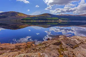 Dumfries: Loch Doon - landscape with mountains and clouds