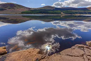 Dumfries: Loch Doon - landscape with mountains, clouds and