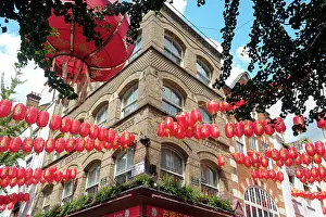 London: London, England, Great Britain. Chinatown district where red
