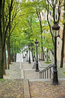 Railing: The long steps to Sacre Coeur in Montmartre
