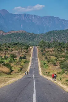 Malawi: Long straight road in central Malawi, Africa
