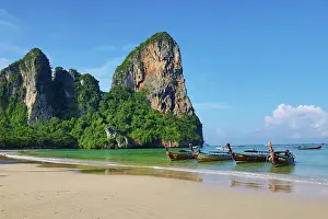 Boats: Long Tailed Boats on Railay Beach, Krabi, Thailand