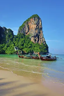 Boats: Long Tailed Boats on Railay Beach, Krabi, Thailand