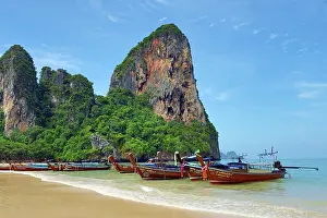 Boats: Long Tailed Boats on Railay Beach, Krabi, Thailand