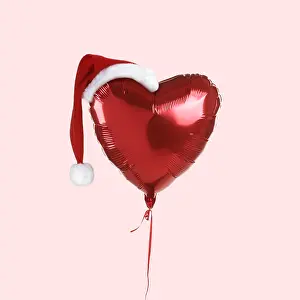 161018: Love Christmas, Balloon, heart shaped with Christmas hat