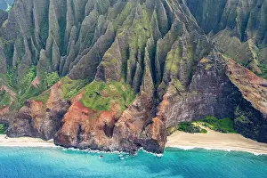 Hawaii: Luftaufnahme der zerklufteten N? Pali Coast, Napali