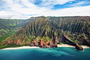 Hawaii: Luftaufnahme der zerklufteten N? Pali Coast, Napali