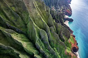 Hawaii: Luftaufnahme der zerklufteten N? Pali Coast, Napali