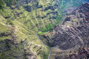 Erode: Luftaufnahme des Waimea Canyon State Park, Insel
