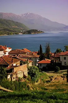 Rooftop: Macedonia, Ohrid. Small village with red