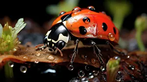 Soil: Macro image of a ladybird (Coccinellidae) on a damp f