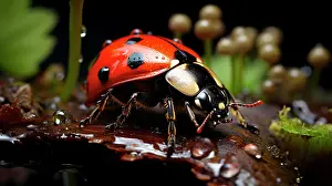 Soil: Macro image of a ladybird (Coccinellidae) on a damp f